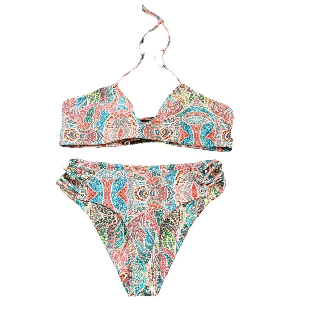 Gypsy 05 Sand Paisley Print Bikini Set Bottom Large Top D/DD Swim Set